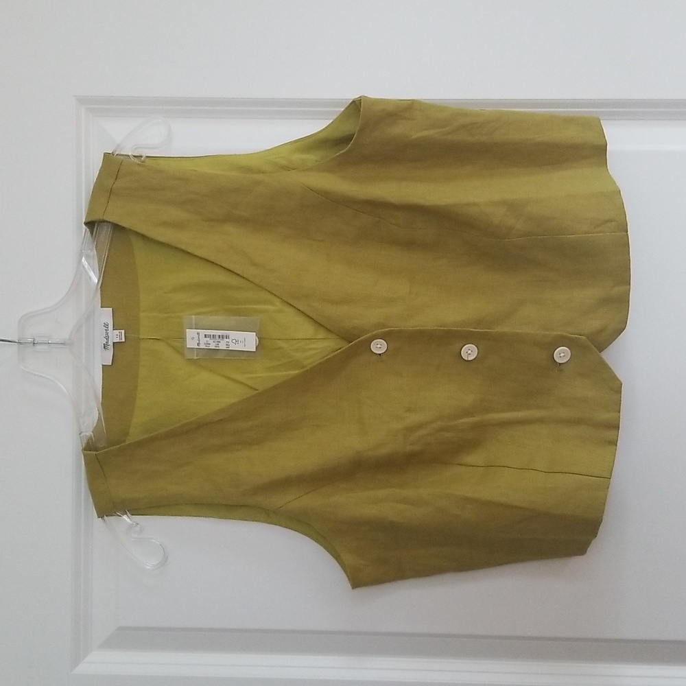 Madewell Lime Green Linen Vest